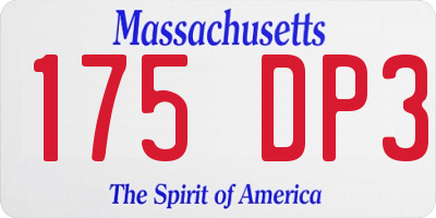 MA license plate 175DP3