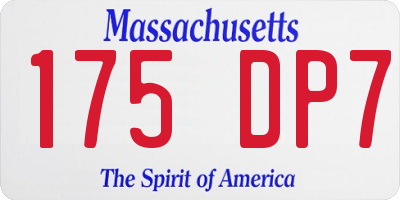 MA license plate 175DP7