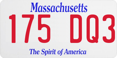 MA license plate 175DQ3