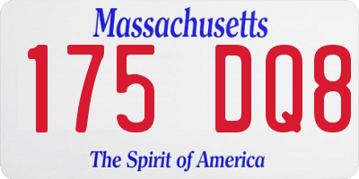 MA license plate 175DQ8