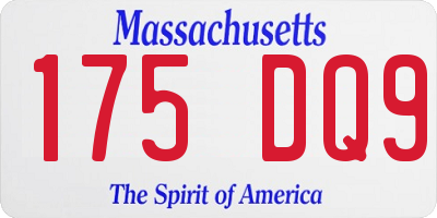 MA license plate 175DQ9