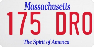 MA license plate 175DR0