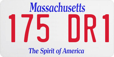 MA license plate 175DR1