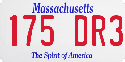 MA license plate 175DR3
