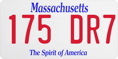 MA license plate 175DR7