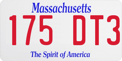 MA license plate 175DT3