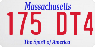 MA license plate 175DT4