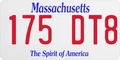MA license plate 175DT8