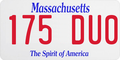 MA license plate 175DU0