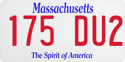MA license plate 175DU2