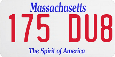 MA license plate 175DU8