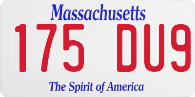 MA license plate 175DU9