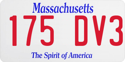 MA license plate 175DV3