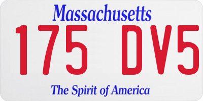 MA license plate 175DV5