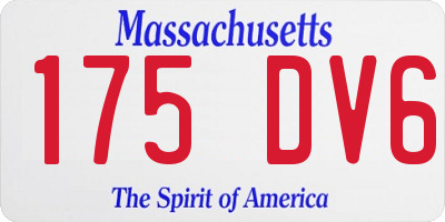 MA license plate 175DV6