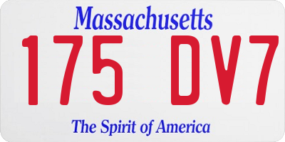 MA license plate 175DV7