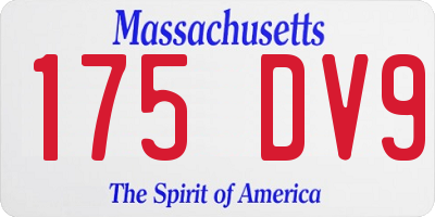 MA license plate 175DV9