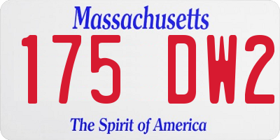 MA license plate 175DW2