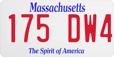 MA license plate 175DW4