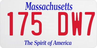 MA license plate 175DW7