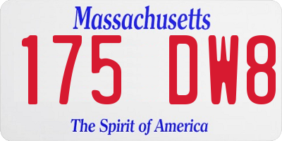 MA license plate 175DW8