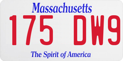 MA license plate 175DW9