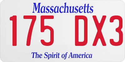MA license plate 175DX3