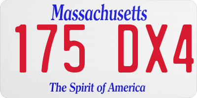 MA license plate 175DX4