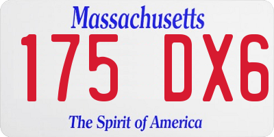 MA license plate 175DX6