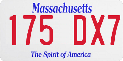 MA license plate 175DX7