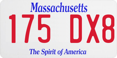 MA license plate 175DX8