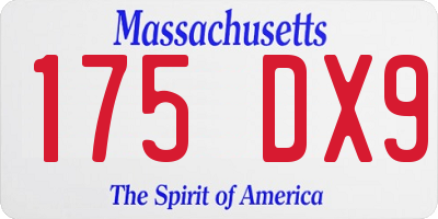 MA license plate 175DX9