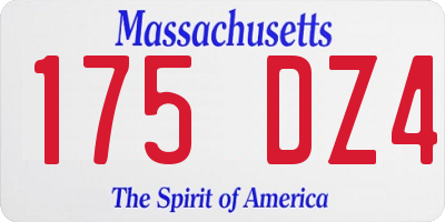 MA license plate 175DZ4