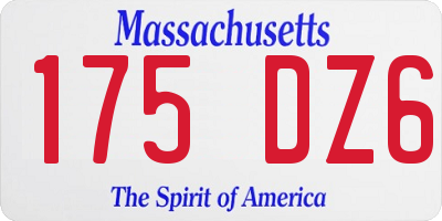 MA license plate 175DZ6