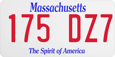 MA license plate 175DZ7