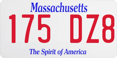 MA license plate 175DZ8