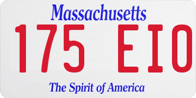 MA license plate 175EI0