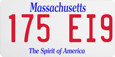 MA license plate 175EI9