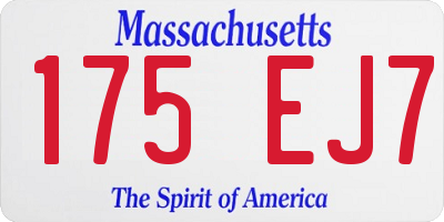 MA license plate 175EJ7