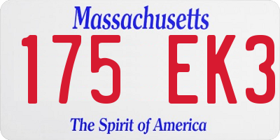 MA license plate 175EK3