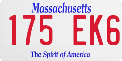 MA license plate 175EK6