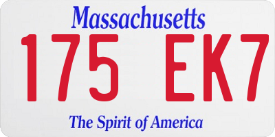 MA license plate 175EK7