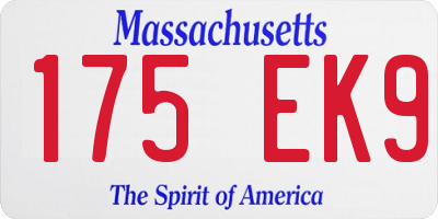 MA license plate 175EK9