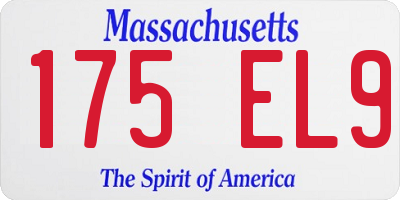 MA license plate 175EL9