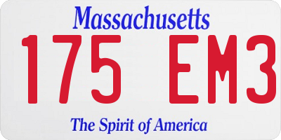 MA license plate 175EM3