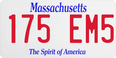 MA license plate 175EM5