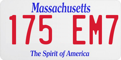 MA license plate 175EM7