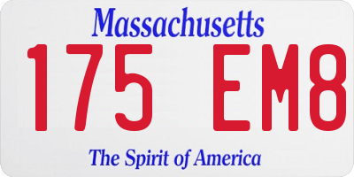 MA license plate 175EM8