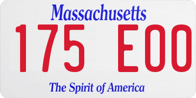 MA license plate 175EO0