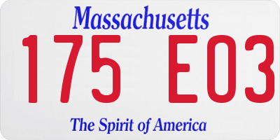 MA license plate 175EO3